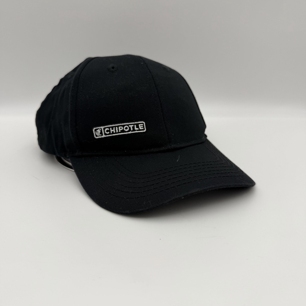 Chipotle Strapback Hat Black One Size Crew Employee Ponytail Loomstate